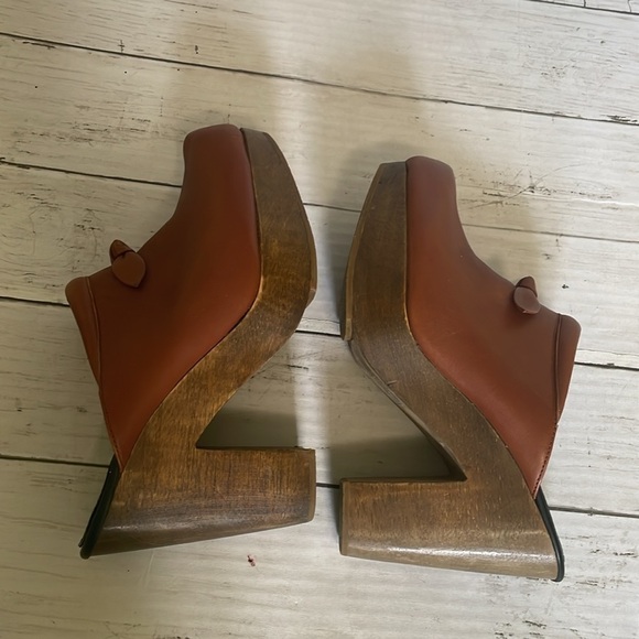 Rachel Comey Whiskey Leather Bow Platform Heeled Clogs - Picture 9 of 15